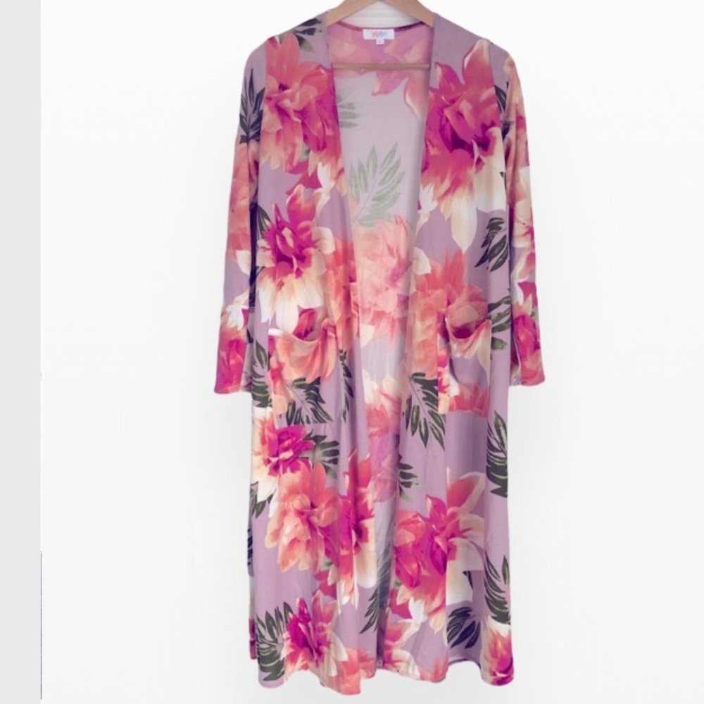LulaRoe Watercolor Floral Long  Kimono Size XL
